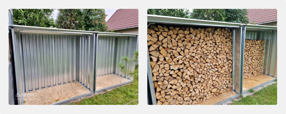 Два дровника SKOGGY в цинковом цвете